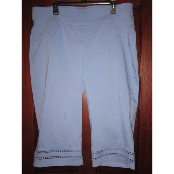 Ruby Rd. Woman Plus New Sz 20W Cropped Capri Pants Slacks Watercolor Dreams Blue - Picture 1 of 3